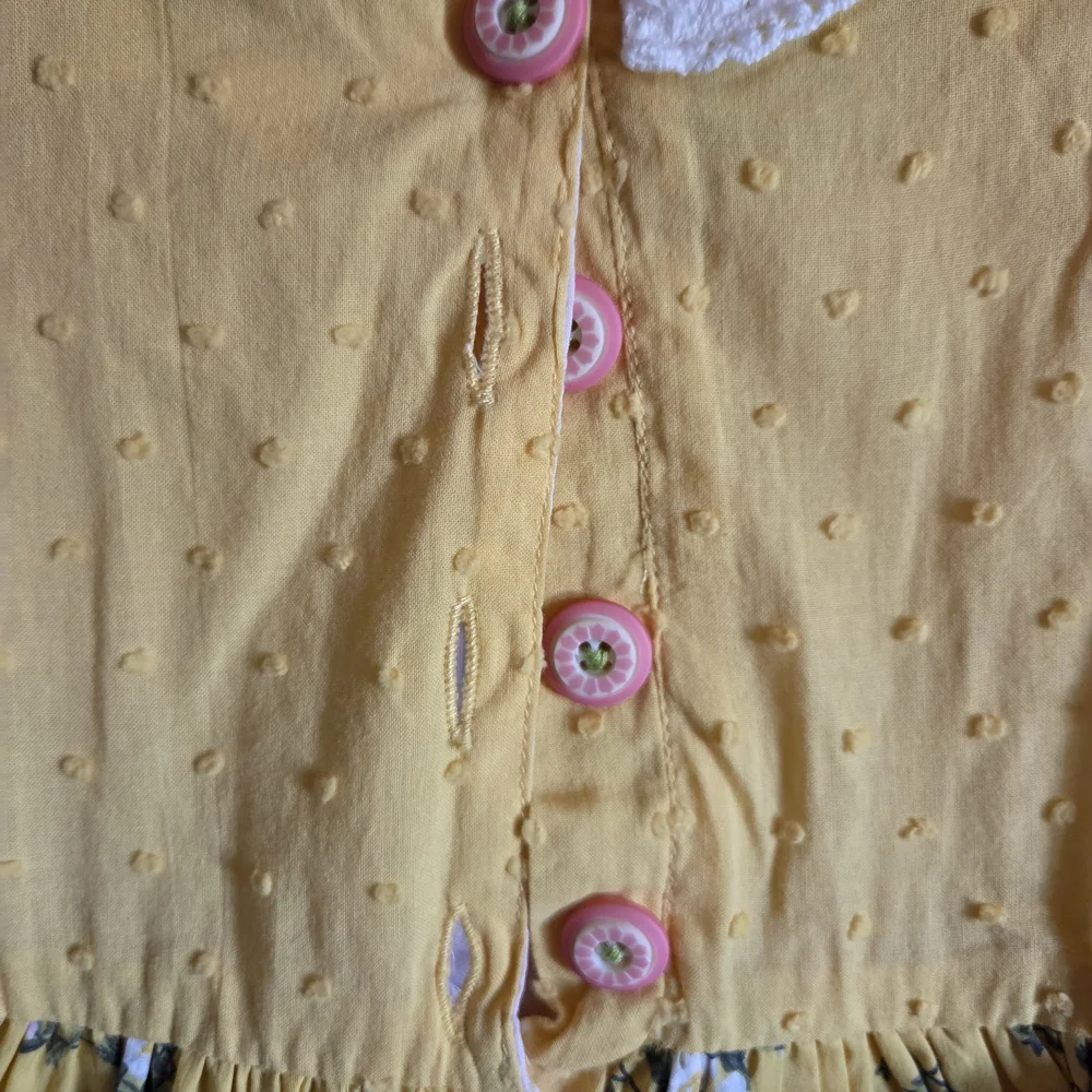 Matilda Jane Yellow Floral Lace-Trim Dress